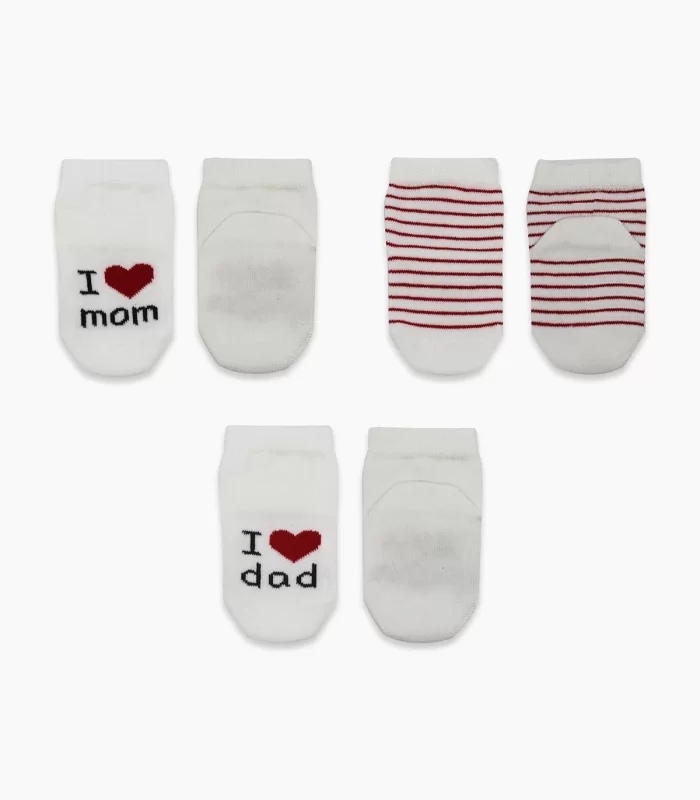 Bistyle Mom Dad 3lü Penye Soket Çorap 10123 Ekru