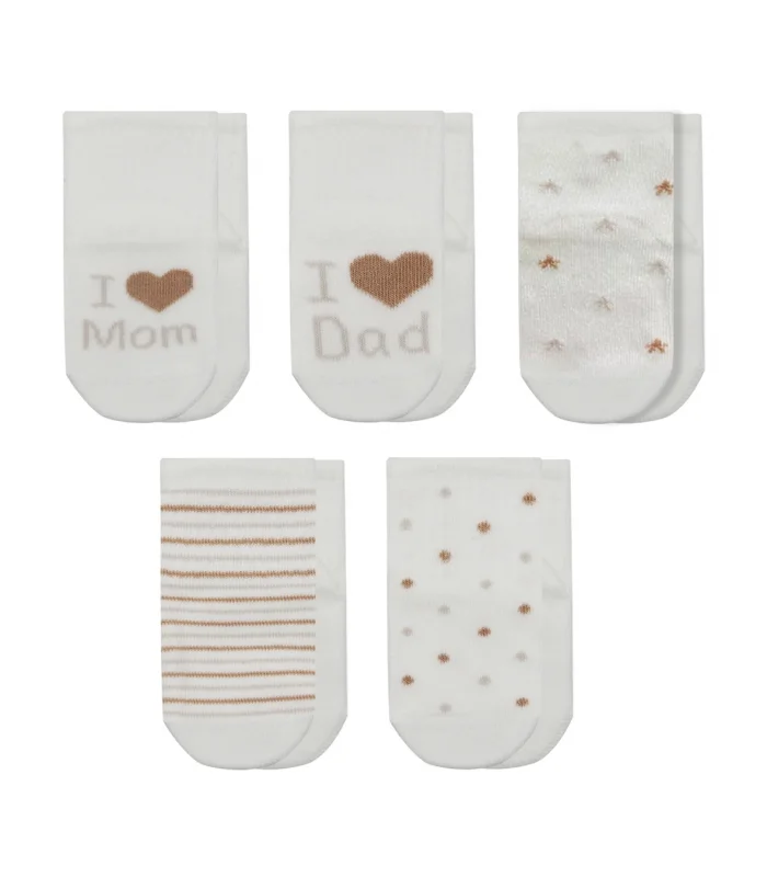 Bistyle Mom Dad Kutulu Penye Soket Çorap 5li 10148 Ekru Kahve
