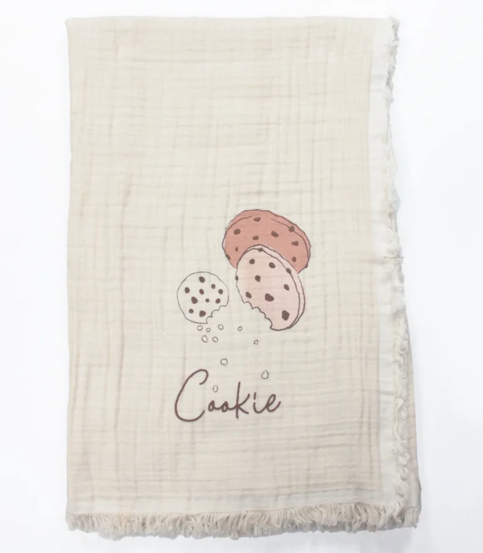 Bistyle Müslin Battaniye 100x200  Cookies Make Happy 70158 Ekru