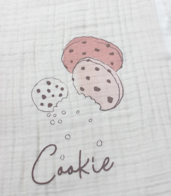 Bistyle Müslin Battaniye 100x200  Cookies Make Happy 70158 Ekru