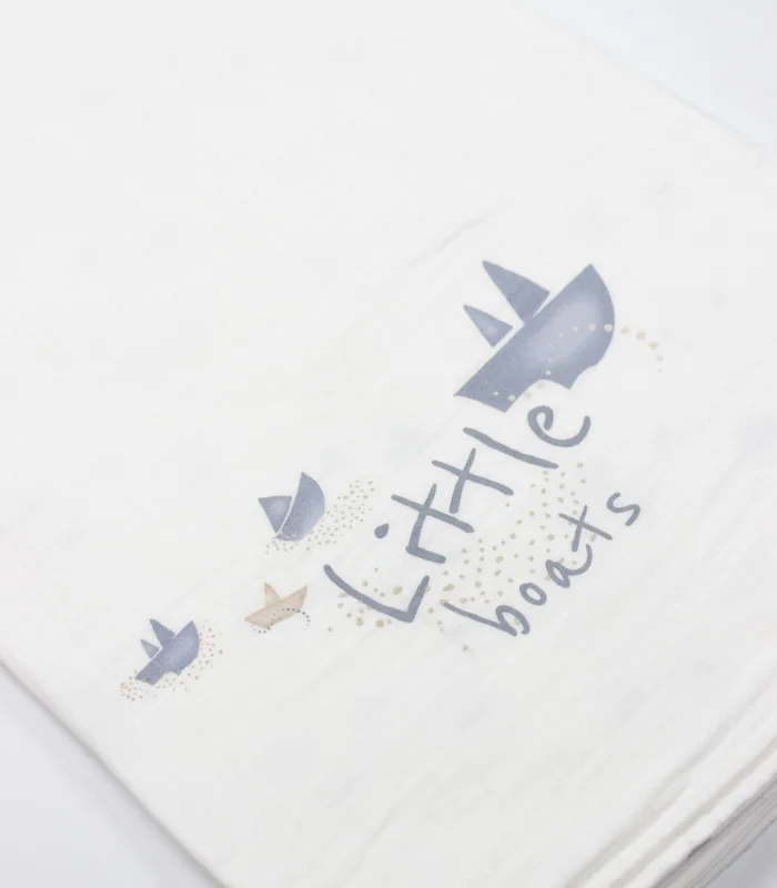 Bistyle Müslin Battaniye Little Boats 70131 86x124cm Ekru