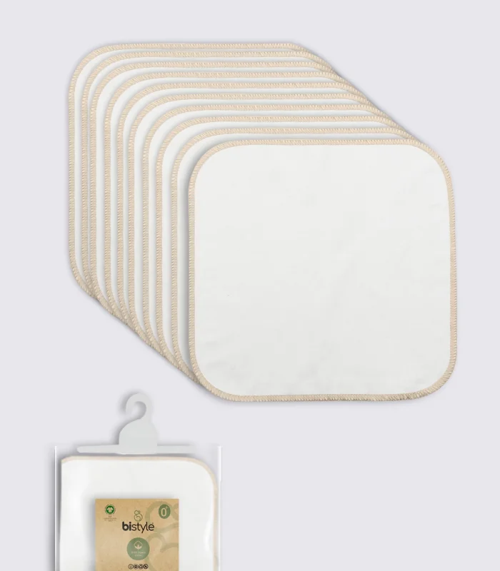 Bistyle Organik 28x28 10lu Penye Mendil 90101 Ekru
