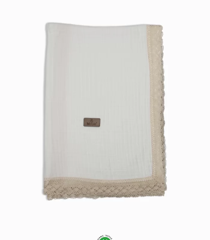 Bistyle Organik Müslin 80x90 Fistolu Battaniye 70112 Ekru