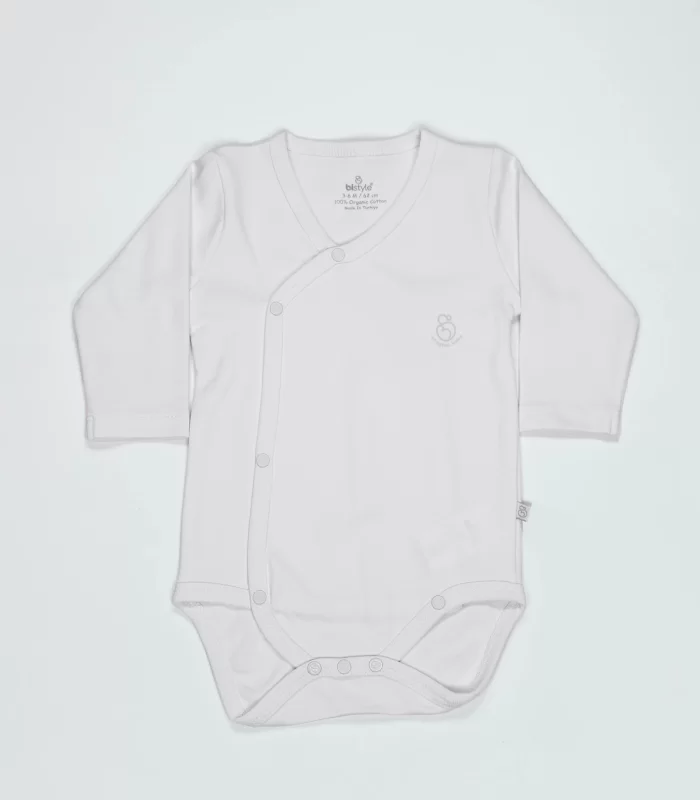 Bistyle Organik Natural Basic Style Kruvaze Uzun Kol Body Bs17102 Beyaz