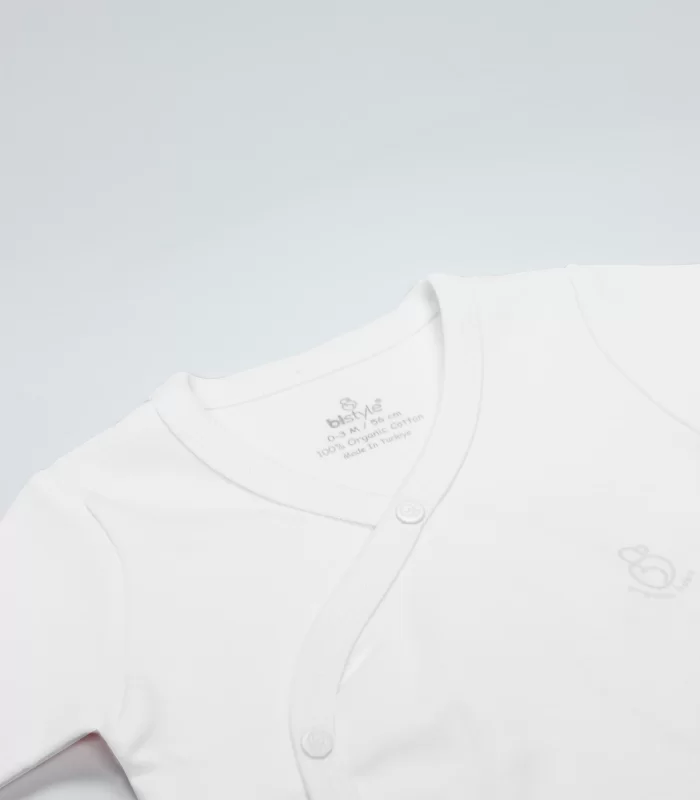 Bistyle Organik Natural Basic Style Kruvaze Uzun Kol Body Bs17102 Beyaz