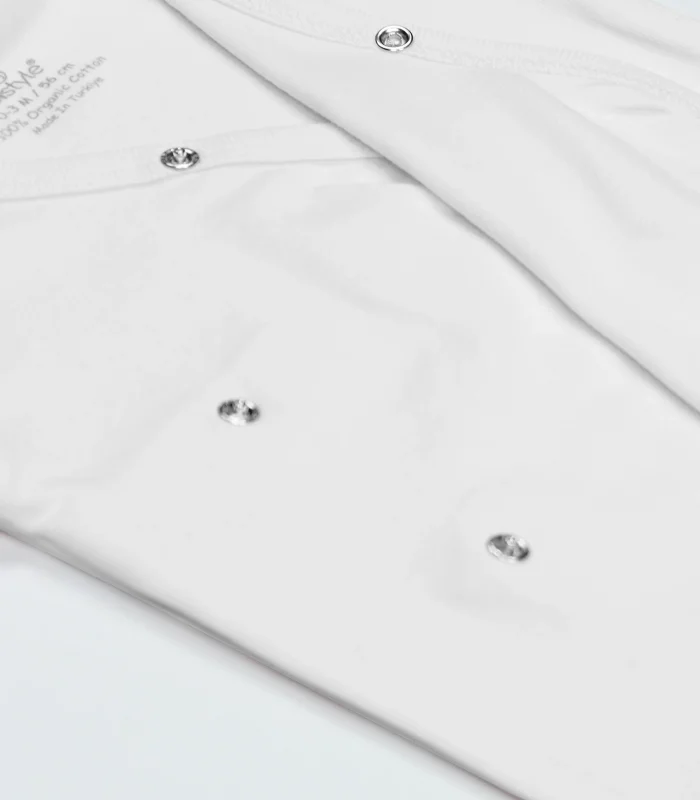 Bistyle Organik Natural Basic Style Kruvaze Uzun Kol Body Bs17102 Beyaz