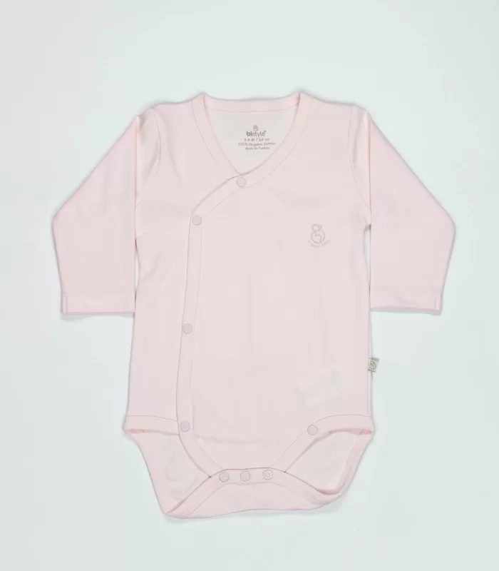 Bistyle Organik Natural Basic Style Kruvaze Uzun Kol Body Bs17102 Pembe