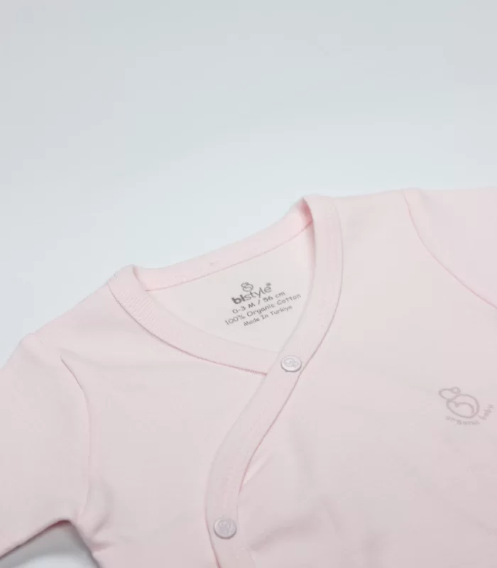 Bistyle Organik Natural Basic Style Kruvaze Uzun Kol Body Bs17102 Pembe