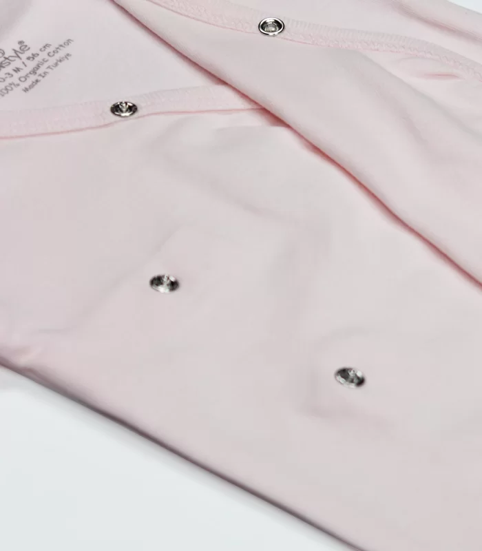 Bistyle Organik Natural Basic Style Kruvaze Uzun Kol Body Bs17102 Pembe
