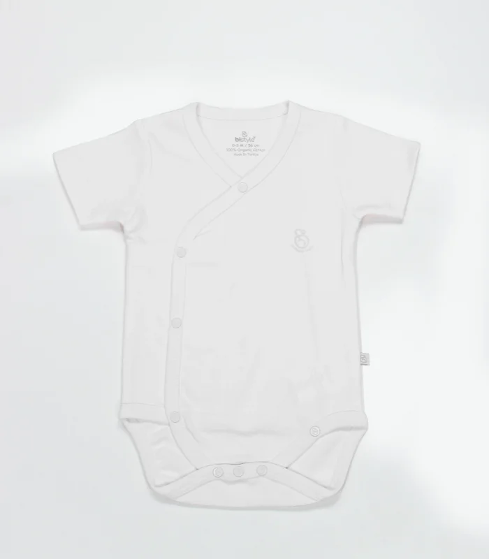 Bistyle Organik Natural Basic Style Kruvaze Yarım Kol Body Bs17101 Beyaz