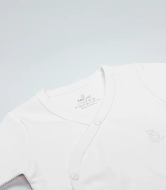 Bistyle Organik Natural Basic Style Kruvaze Yarım Kol Body Bs17101 Beyaz