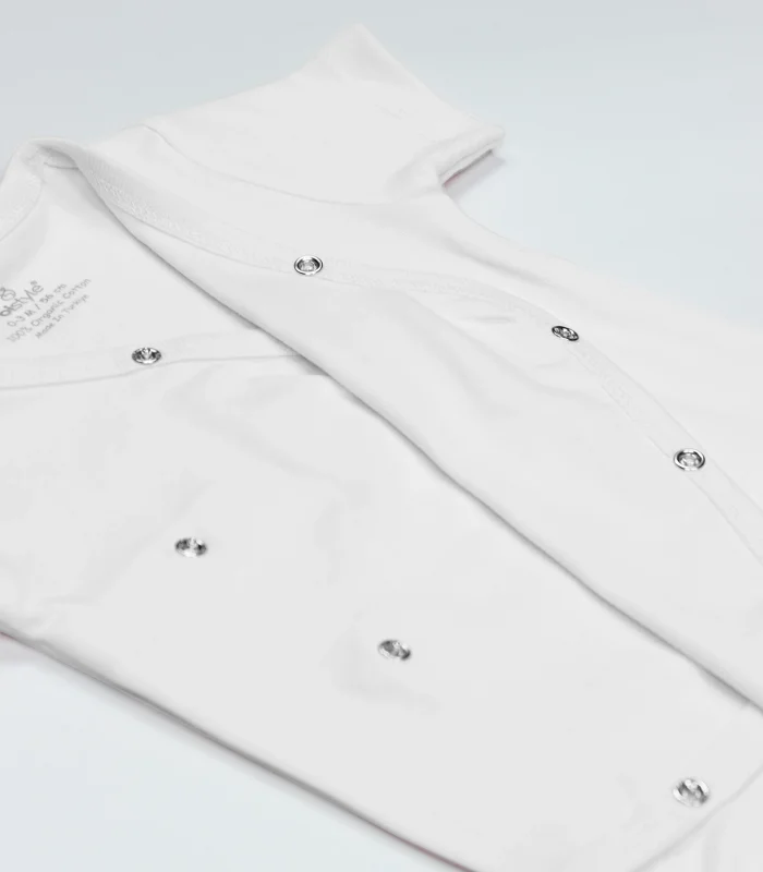 Bistyle Organik Natural Basic Style Kruvaze Yarım Kol Body Bs17101 Beyaz