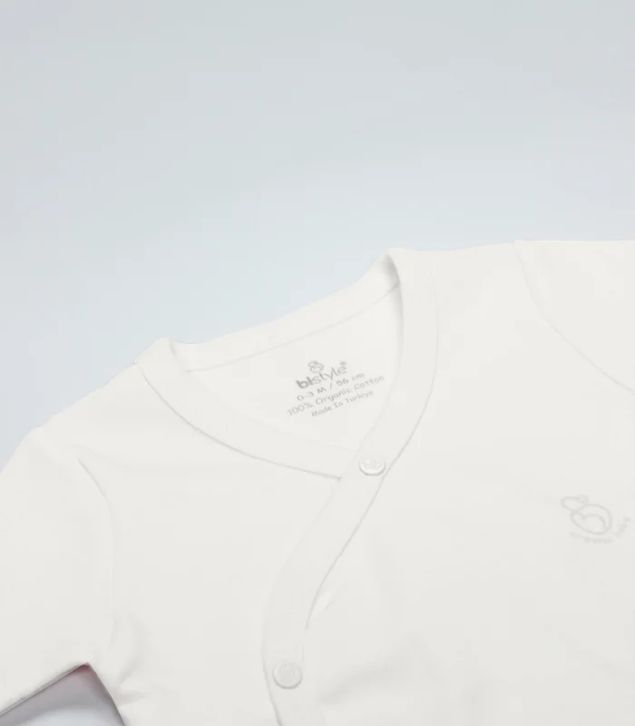 Bistyle Organik Natural Basic Style Kruvaze Yarım Kol Body Bs17101 Ekru