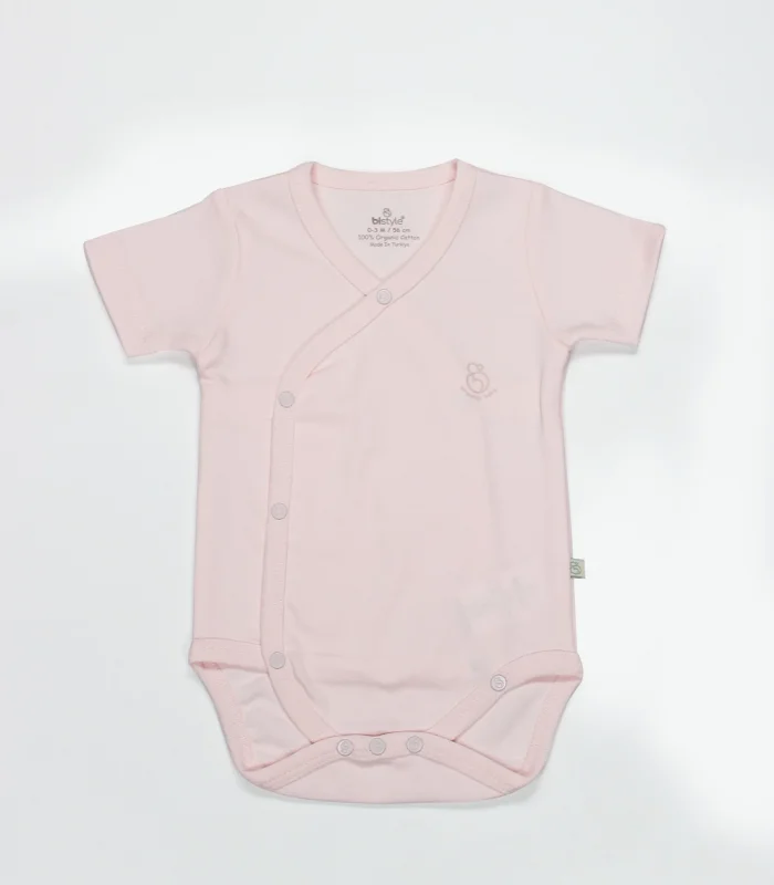 Bistyle Organik Natural Basic Style Kruvaze Yarım Kol Body Bs17101 Pembe