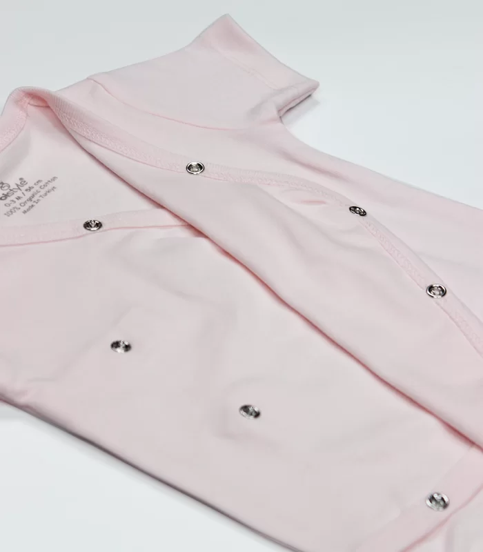 Bistyle Organik Natural Basic Style Kruvaze Yarım Kol Body Bs17101 Pembe