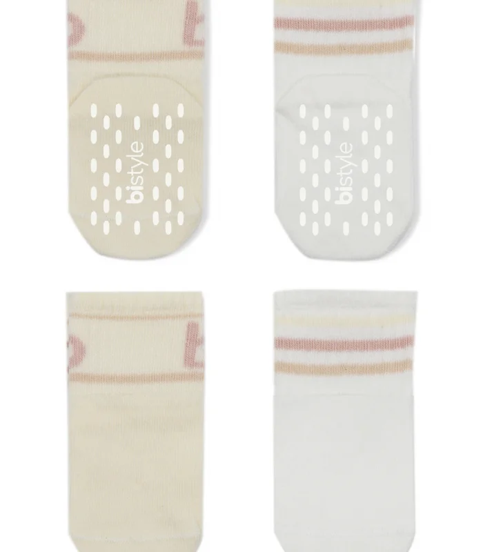 Bistyle Penye Kaymaz Soket Çorap 2li 10144 Pudra Ekru