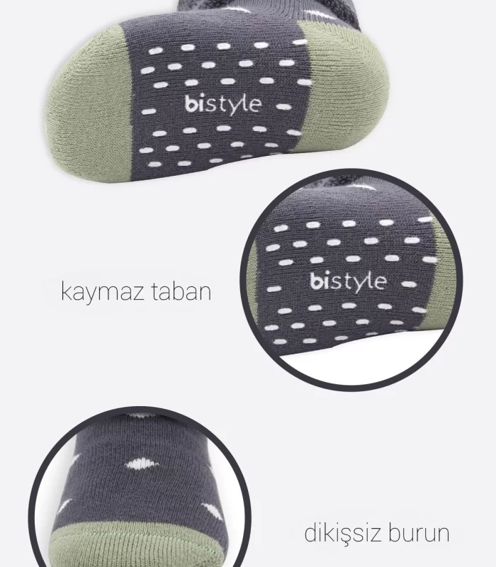 Bistyle Puanlı Kaymaz Havlu Soket Çorap 2Li BS10502 Antrasit