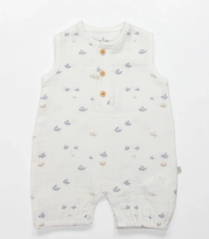 Bistyle Tulum Şort Müslin Little Boats 15144 Ekru