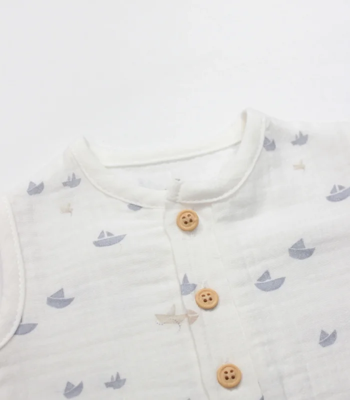 Bistyle Tulum Şort Müslin Little Boats 15144 Ekru