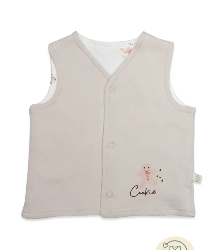 Bistyle Yelek Çift Taraflı Cookies Make Happy 18111 Ekru