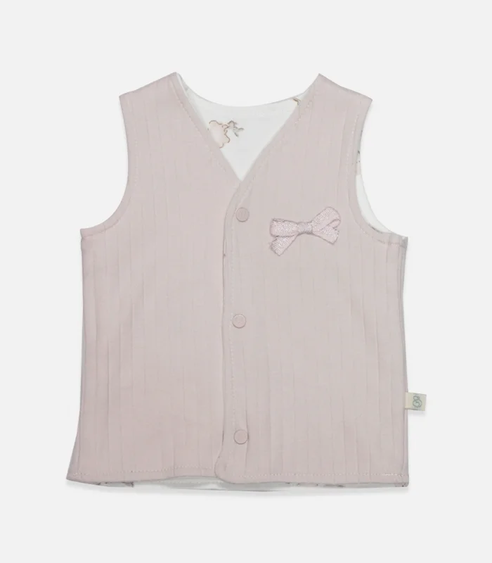 Bistyle Yelek Çift Taraflı Love You Family 18114 Pudra