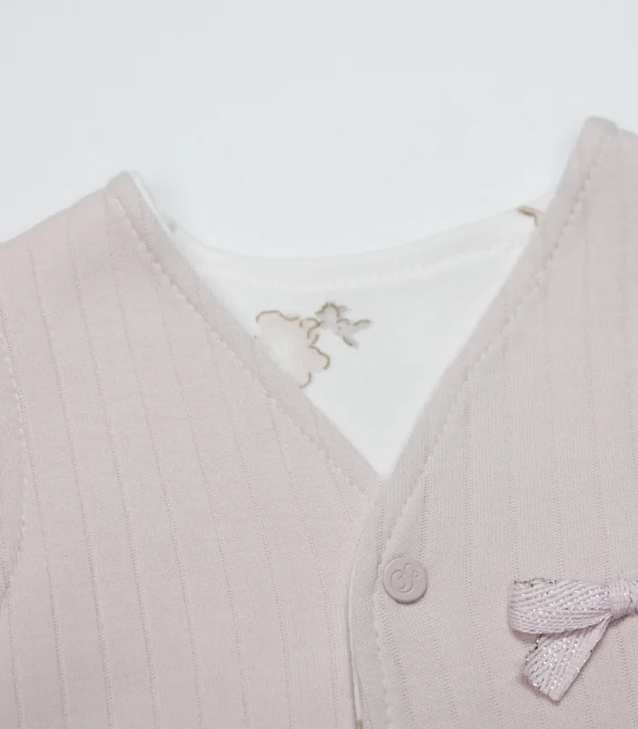 Bistyle Yelek Çift Taraflı Love You Family 18114 Pudra