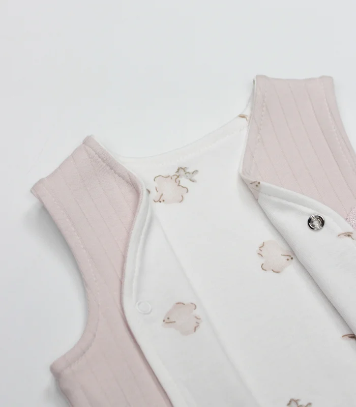 Bistyle Yelek Çift Taraflı Love You Family 18114 Pudra