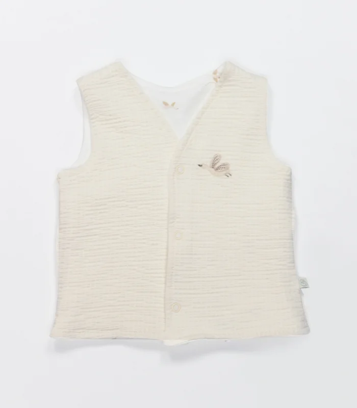 Bistyle Yelek Çift Taraflı Love You Smile 18115 Ekru