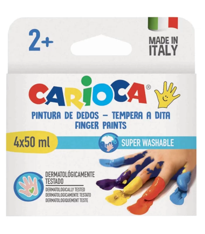 Carioca Bebek Parmak Boyası 4 Renk 4x50 ml Süper Yıkanabilir 2+ Yaş