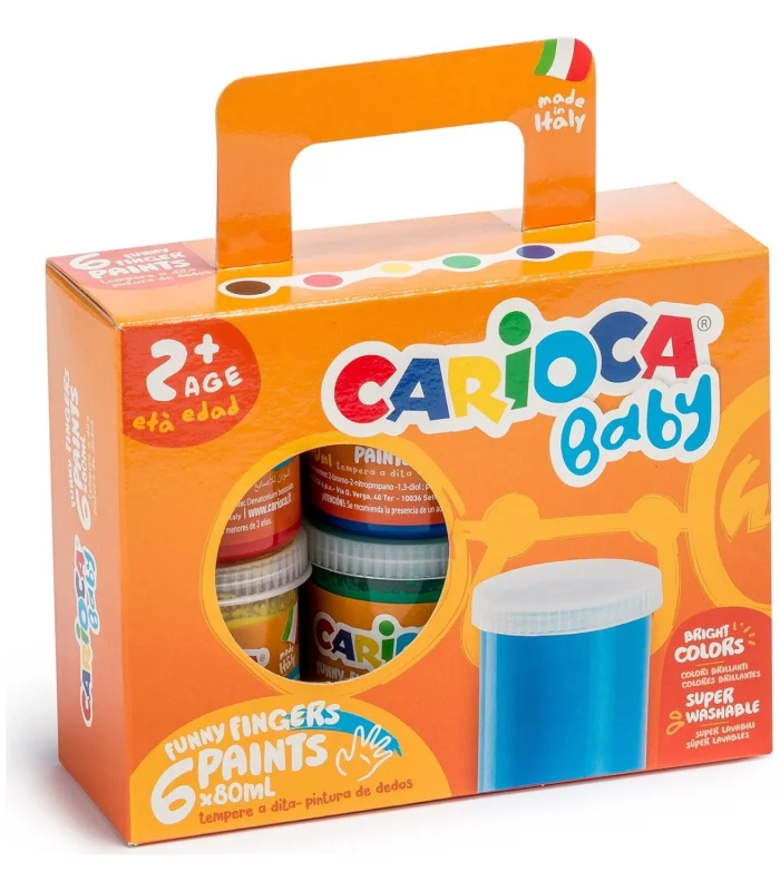 Carioca Bebek Parmak Boyası 6Lı 6x80 ml Süper Yıkanabilir +2 Yaş