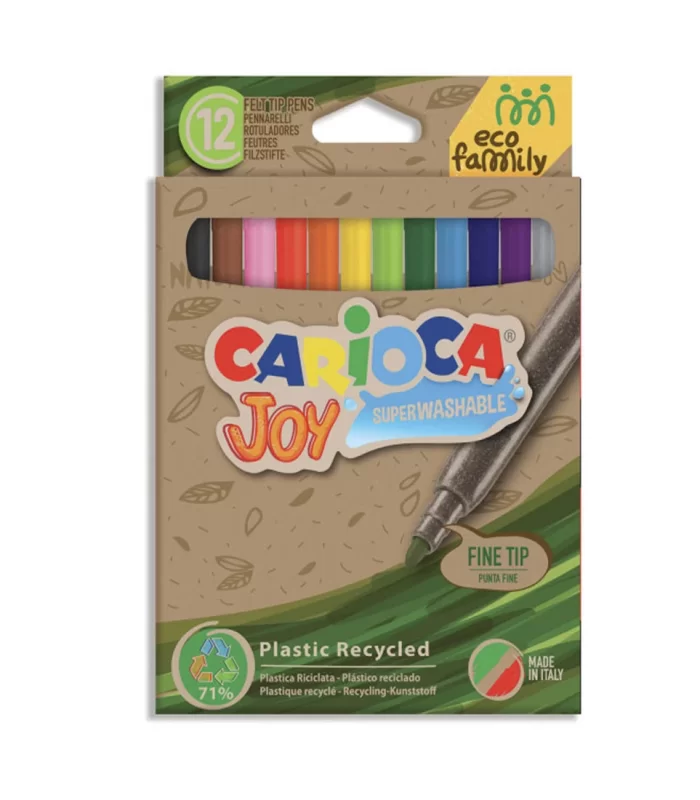 Carioca Eco Family Joy Süper Yıkanabilir Keçeli Boya Kalemi 12Li