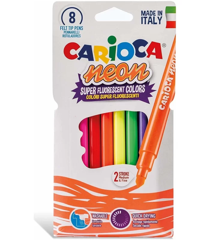 Carioca Fosforlu Yıkanabilir Keçeli Boya Kalemi 8Li