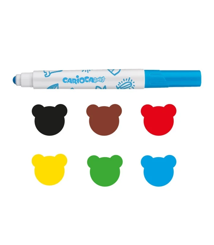 Carioca Jumbo Bebek Süper Yıkanabilir Keçeli Boya Kalemi 6Lı +2 Yaş