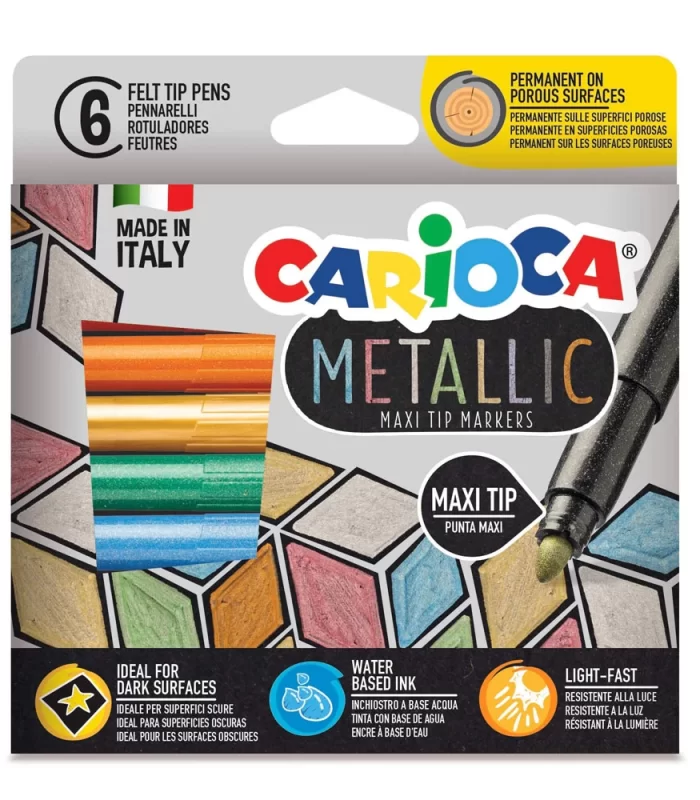 Carioca Metalik Jumbo Keçeli Kalem 6Lı