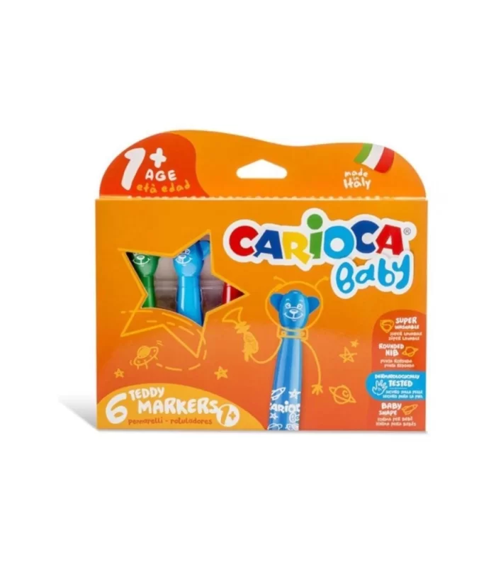 Carioca Teddy Jumbo Bebek Süper Yıkanabilir Keçeli Boya Kalemi 6Lı