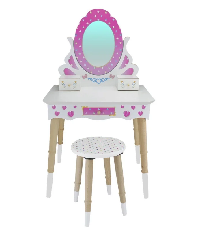 ÇG68 Okutan, Ahşap Çocuk Makyaj Masası Seti