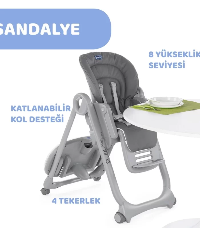 Chicco Polly Magic Relax Mama Sandalyesi Grey Melange