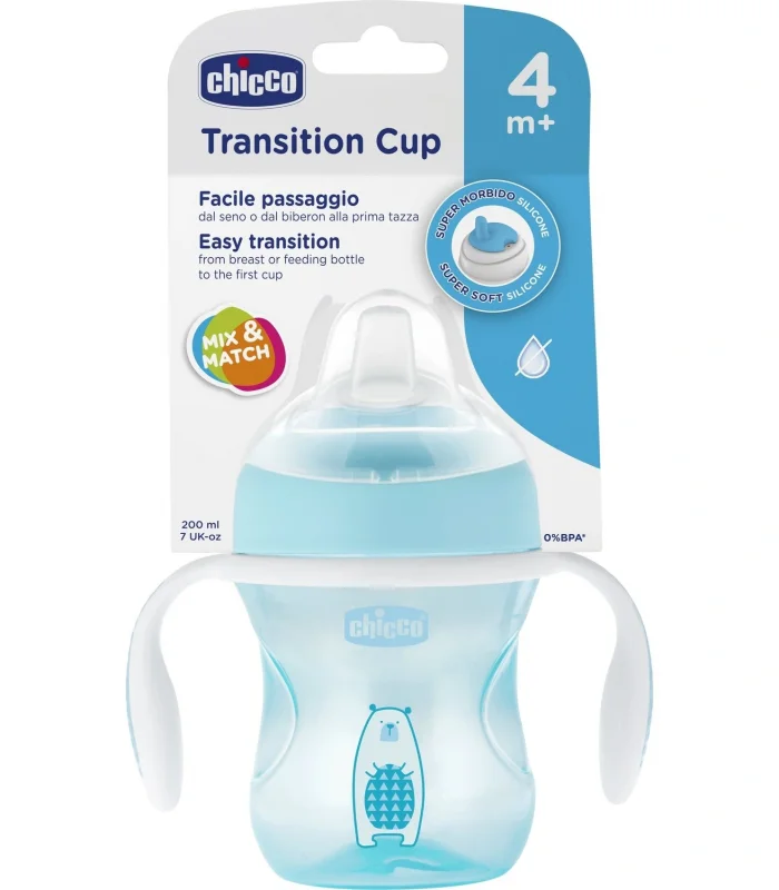 Chicco Yumuşak Uçlu Geçiş Bardağı 4 Ay+ 200 ml Erkek