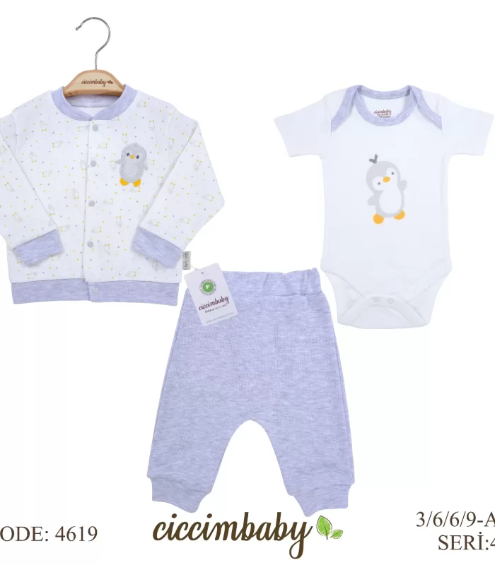 Ciccim Baby Penguen Desen 3lü Takım 4619 Karmelanj