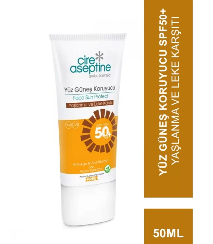 Cire Aseptine Sun Yüz Güneş Koruyucu Yaşlanma ve Leke Karşıtı Krem 50 SPF 50ml