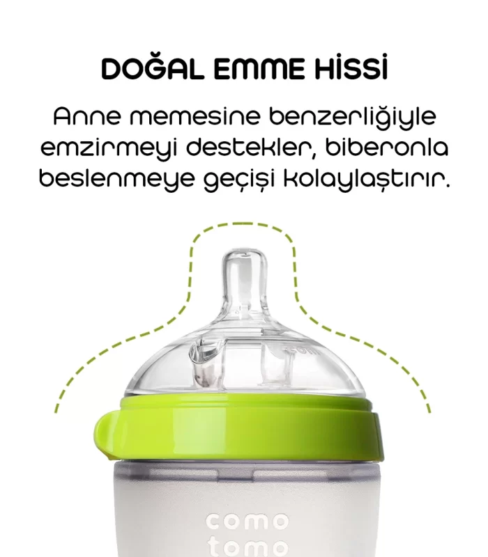 Comotomo Antikolik Silikon Biberon 150 Ml 0-3 Ay Yeşil