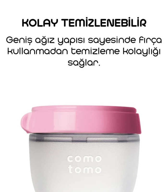 Comotomo Antikolik Silikon Biberon 250 Ml 3-6 Ay Pembe