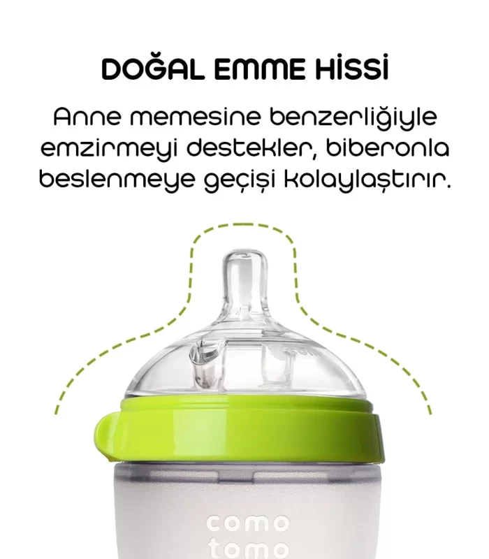 Comotomo Antikolik Silikon Biberon 250 Ml 3-6 Ay Yeşil