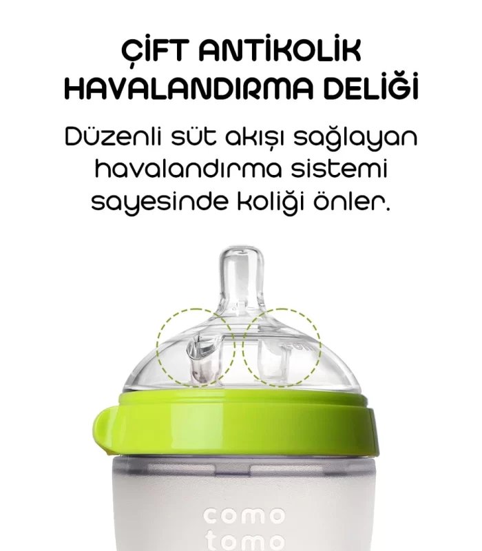 Comotomo Antikolik Silikon Biberon 250 Ml 3-6 Ay Yeşil
