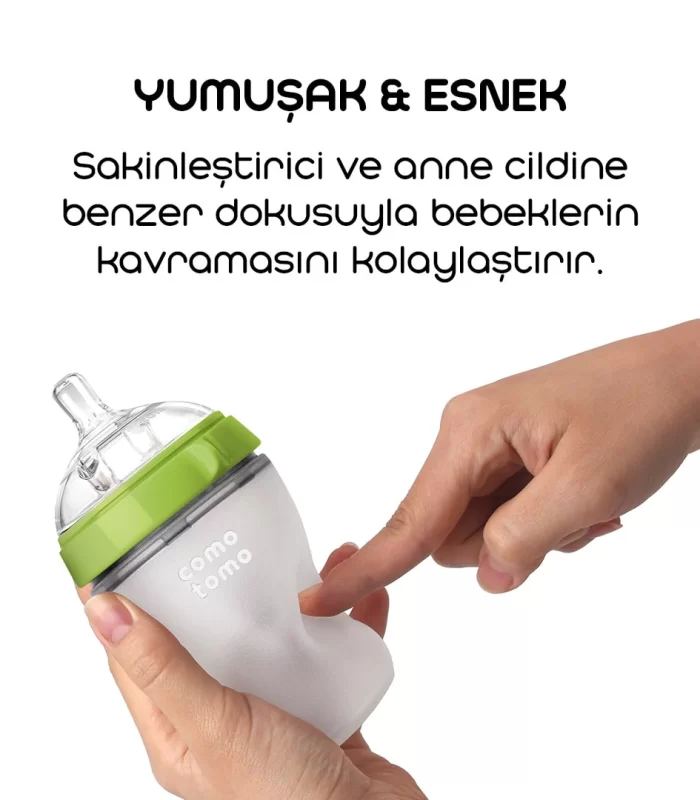 Comotomo Antikolik Silikon Biberon 250 Ml 3-6 Ay Yeşil