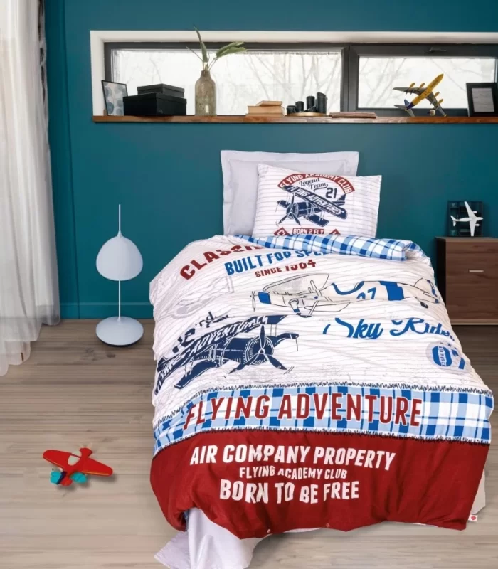 Cotton Box Junior Ranforce Nevresim Takımı Tek Kişilik Flying Gri