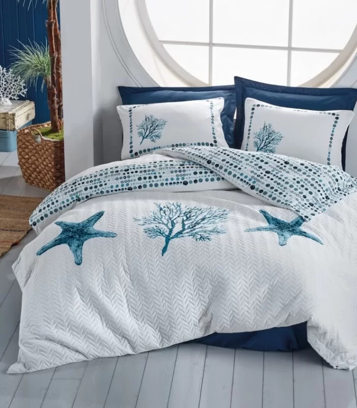 Cotton Box Maritime Ranforce Complete Set Tek Kişilik Star Lacivert