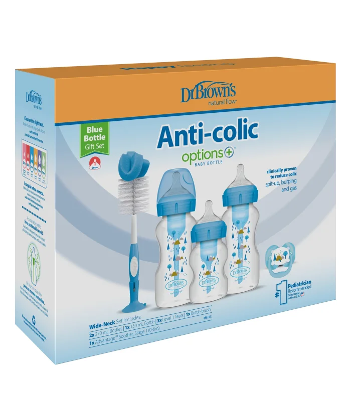Dr.browns Geniş Ağız Anti Kolik Options+ Pp Biberon Hediye Seti Mavi