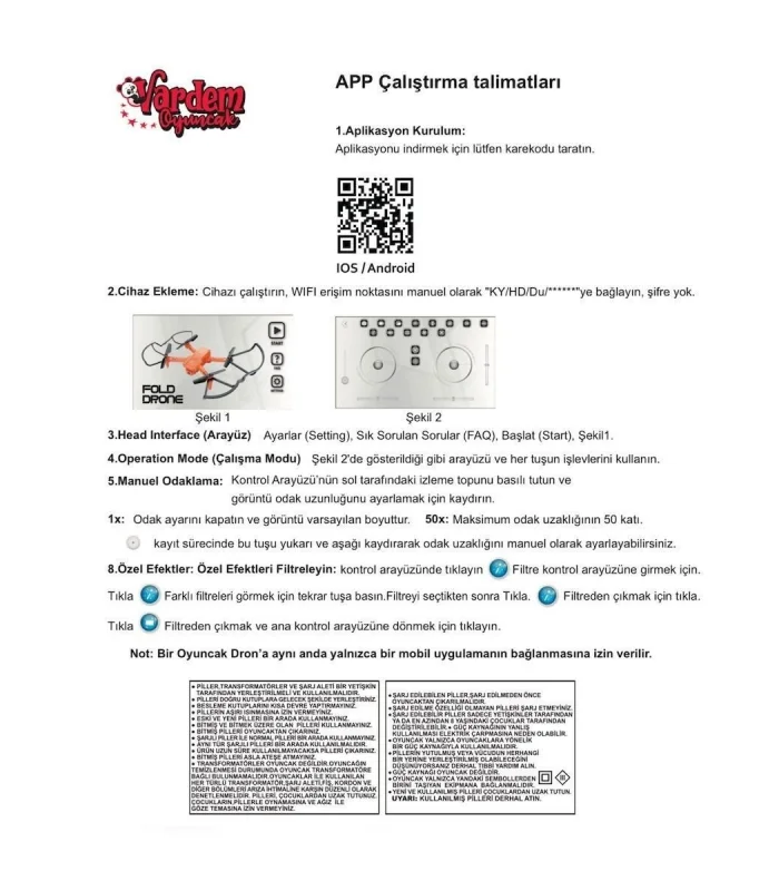 DSX-41 Kumandalı 2.4G Şarjlı Kameralı Katlanabilir Drone -Vardem Oyuncak