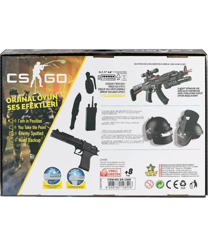 ER-120M CS Go Kask ve Silah Oyun Seti -Erdem Oyuncak